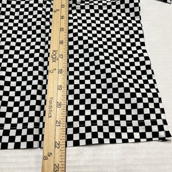 Terez Top Womens L White Black Check Button Front Cropped Shirt Racing Sporty - Picture 6 of 7